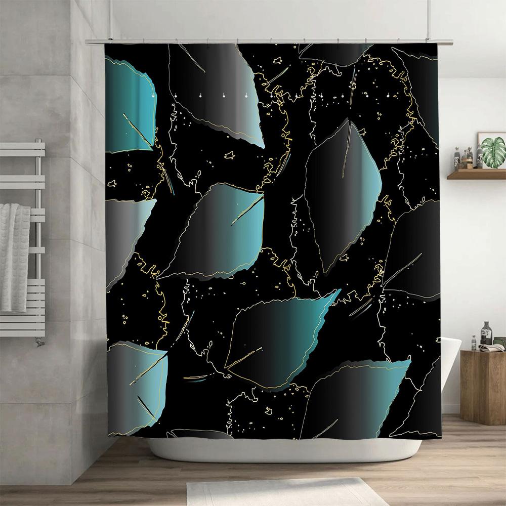Luxury Marble Pattern Shower Curtain Set Bathroom Decor Waterproof Printing Polyester Bath Linen Home Accessories Black Teal Col