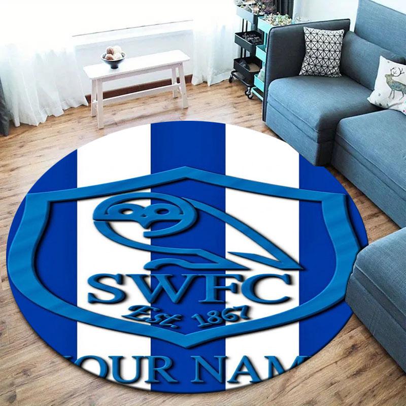 Sheffield Wednesday Football Club Custom Name Round Area Rug,Carpet Rug for Living Room Bedroom Sofa Playroom Decor,Non-slip Floor Mat