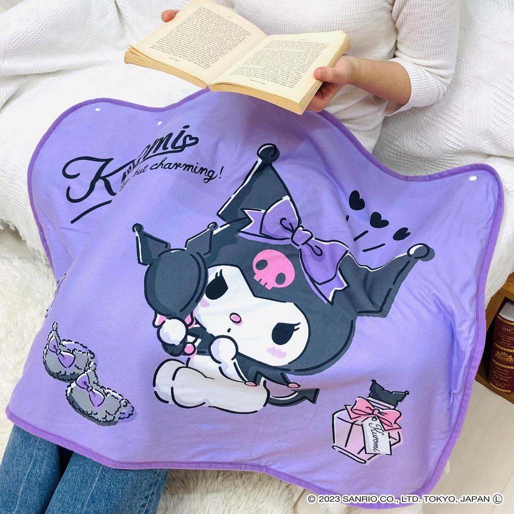 MORIPiLO Lap Blanket Sanrio Characters Kuromi Sheep Boa Lap Purple 70x100cm Blanket Goods Warm Cute Summer Winter Air Conditioning Protection Makura