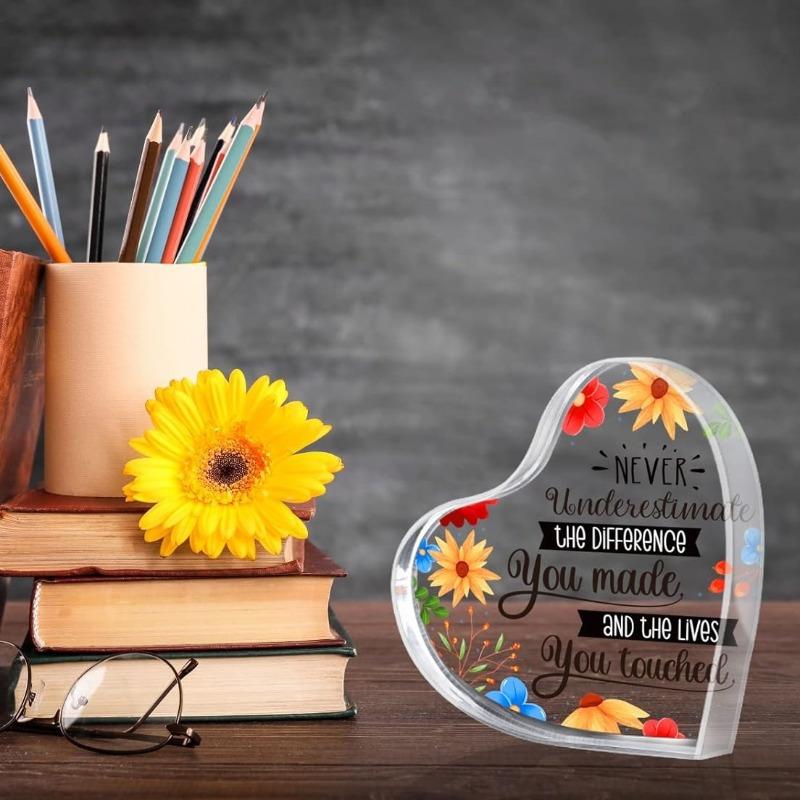 2D Flat Heart-Shaped Acrylic Appreciation Desk Decor Plaque, Inspirational Quote, Suitable for Wall Decoration, Porch, Room, Villa, Accents Home, Hall