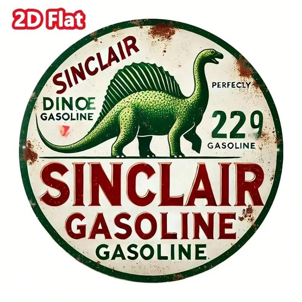 Vintage Dino Aluminum Garage Sign, Retro Gas Oil Decor Collectible for Car Lover