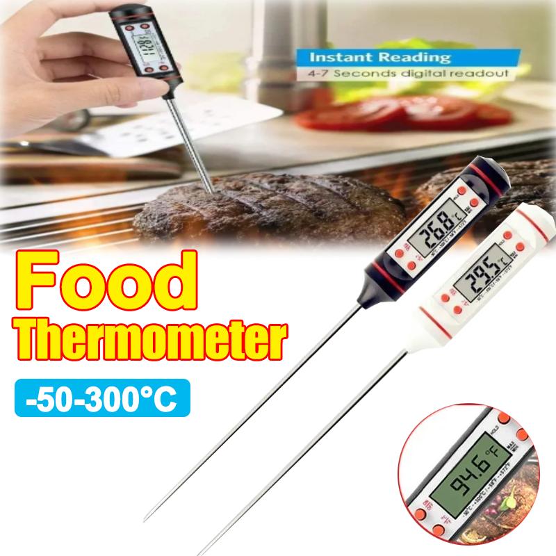Elektronický teploměr na potraviny LCD displej Kuchyňský teploměr Digitální nástroj pro měření teploty pro maso / Vaření / BBQ / Mléko Černobílý