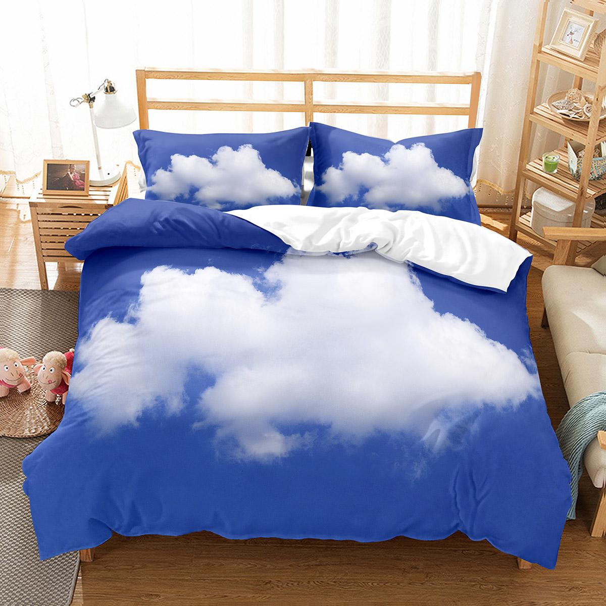 

White Cloud Duvet Cover Set Comfort Cover Twin Full King Size для дітей, підлітків, дорослих, декор спальні Комплект постільної білизни з наволочкою EU Double(200x200cm)
