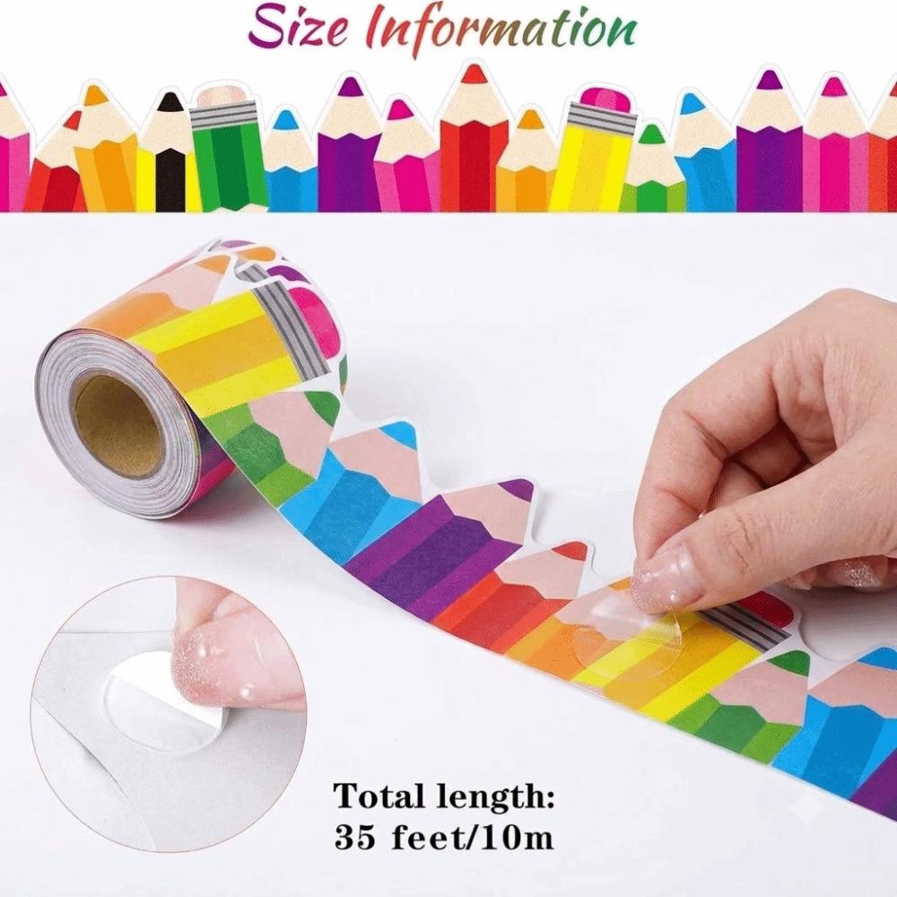Colorful Border Sticker Roll Self Adhesive Decorative Border Tape New Classroom Decorations  School