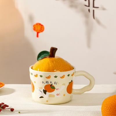 Good Luck With High-Value Ceramic Cups, Cute Orange Cat Mugs With Lids, Girls' Gifts, Souvenirs