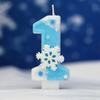0-9 Numbers Snowflake Birthday Candles, Blue Glitter Style, Children's Girls' Birthday Party, Cake Decoration Candles