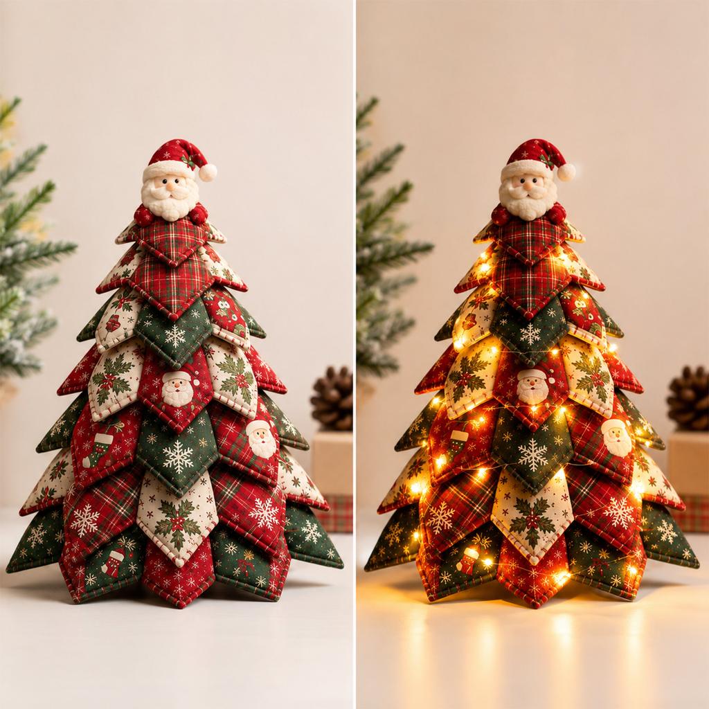 Decorative Patchwork Set with Lights for Holiday and Everyday Decor
