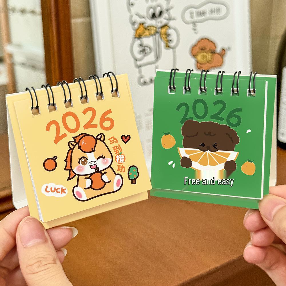 2026 Cute Fruit Cartoon Desk Calendar: Mini Desktop Ornament & Portable Student Notebook