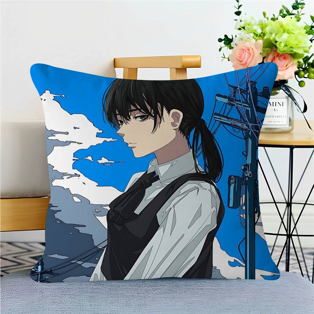 Chainsaw-Man Mitaka Asa Decorative Room Aesthetics Pillow Case Home Decor Bedroom Sofa Bed Couch Pillow Cover 45x45