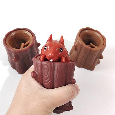 Squeeze Squirrel Cup Evil Decompression Tree Stumps Rubber Children'S Toy Gifts