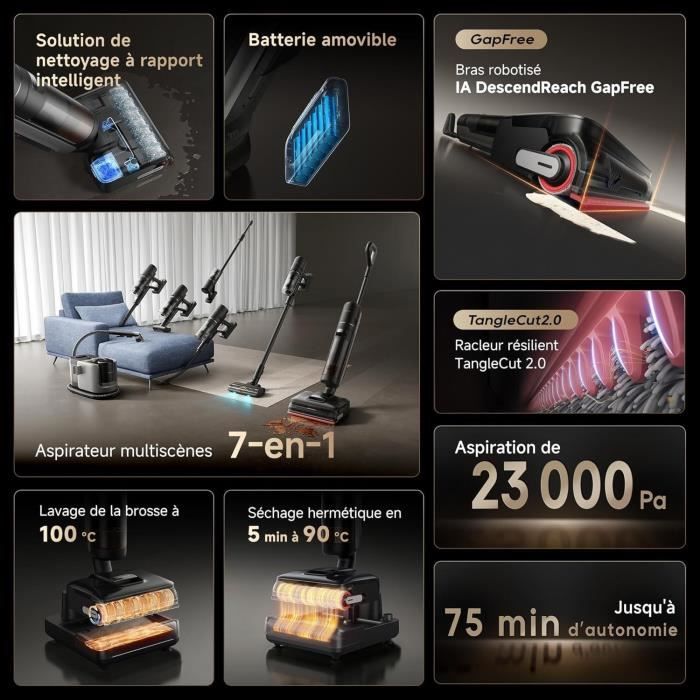 DREAME H15 Mix 7-in-1 Vacuum Washer - AI Robotic Arm - Triple Edge Cleaning - 23 kPa - 100 °C Water Washing Brush