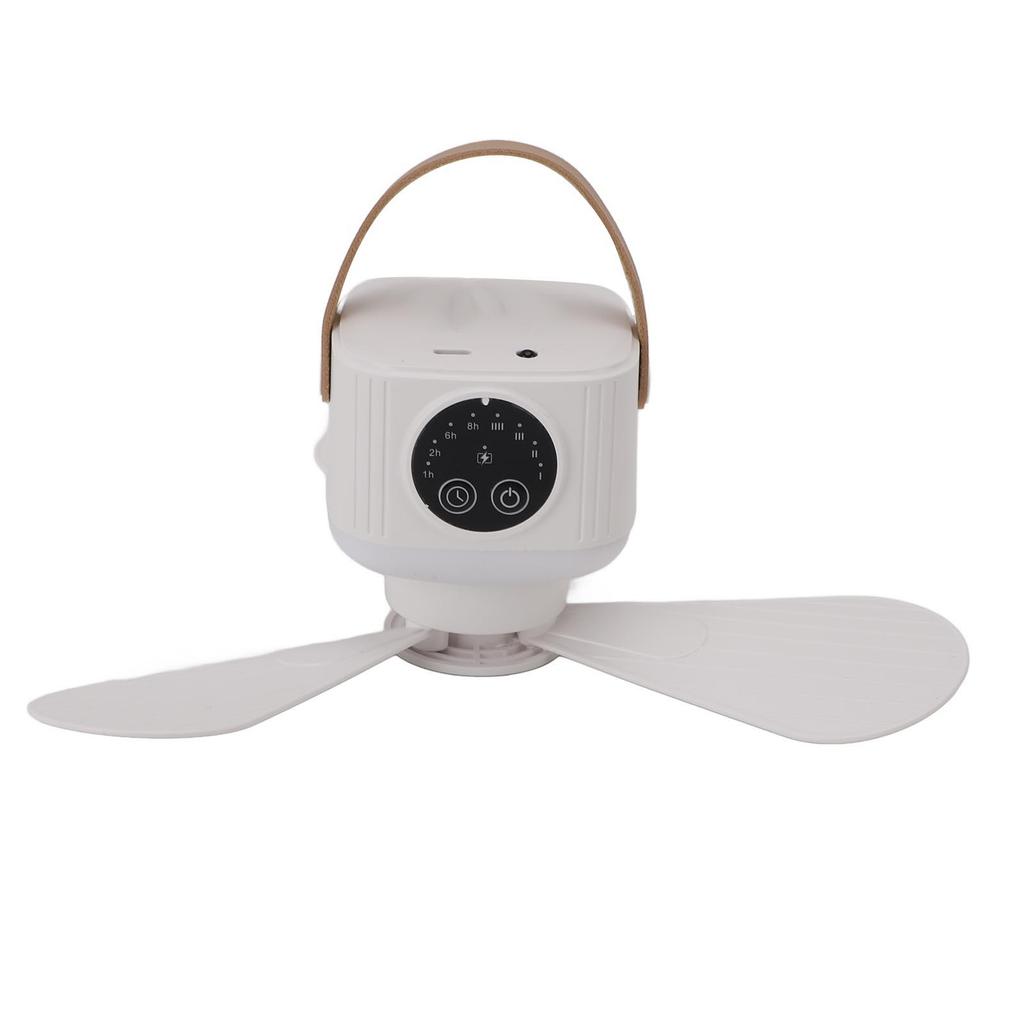 USB Powered Ceiling Fan with Light 4 Speed Timing Function 7200mAh Battery Remote Control Camping Ceiling Fan for Outdoor Tent