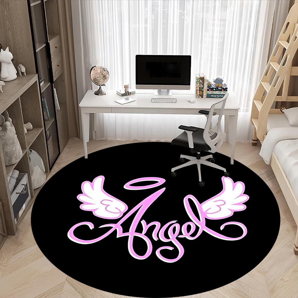 1pc Angel WingsChair Carpet for Office, Indoor Non-Slip Washable Polyester Fiber Carpet, Mat For Office, Machine Washable