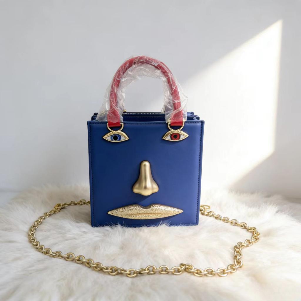 2026 Face Handbag Female Fashion Silver Lacquer Leather Small Square Bag