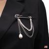 Hip Hop Trendy Imitation Pearl Tassel Chain Brooches Punk Style Paper Clip Pants Chain Accessory For Men Women
