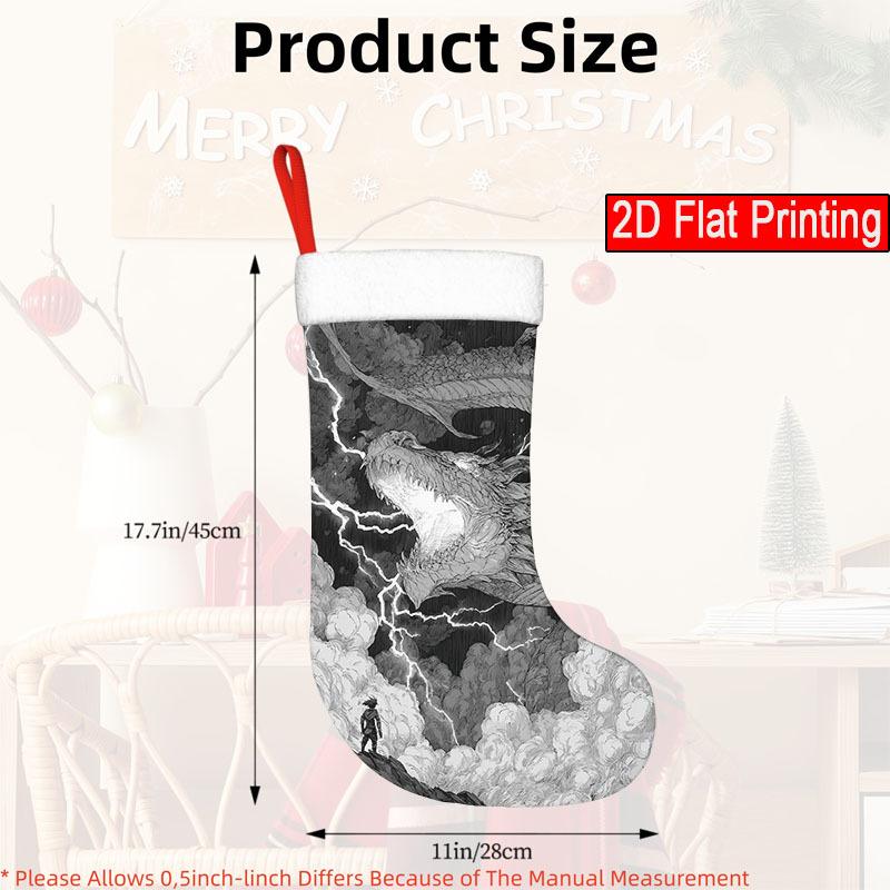 Christmas decoration fireplace hanging stocking One Piece, Black And White Versus Flying Dragon (3) - Patterne
