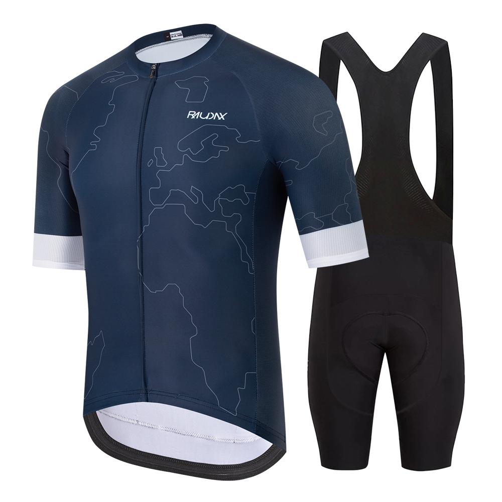 2026 Raudax Men Short Sleeve Cycling Jersey Set MTB Maillot Ropa Ciclismo Summer Bicycle Wear Breathable Cycling Clothing Gel Padded