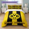 Borussia Dortmund Custom Name Text Bedding Set 1 Duvet Cover+2 Pillowcases Soccer Logo Personalized Gift For Special Occasion Bedroom Decor
