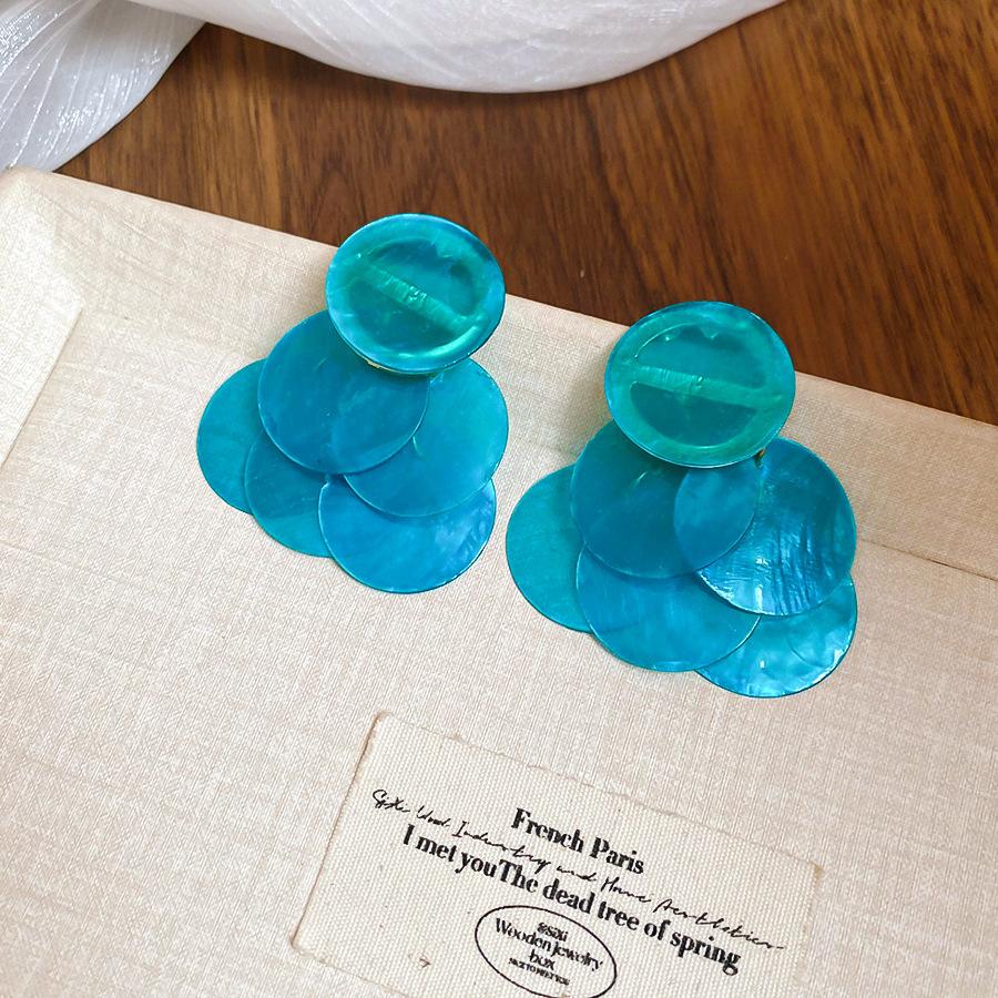 French fresh blue geometric flower resin earrings light luxury stud earrings personality temperament earrings women