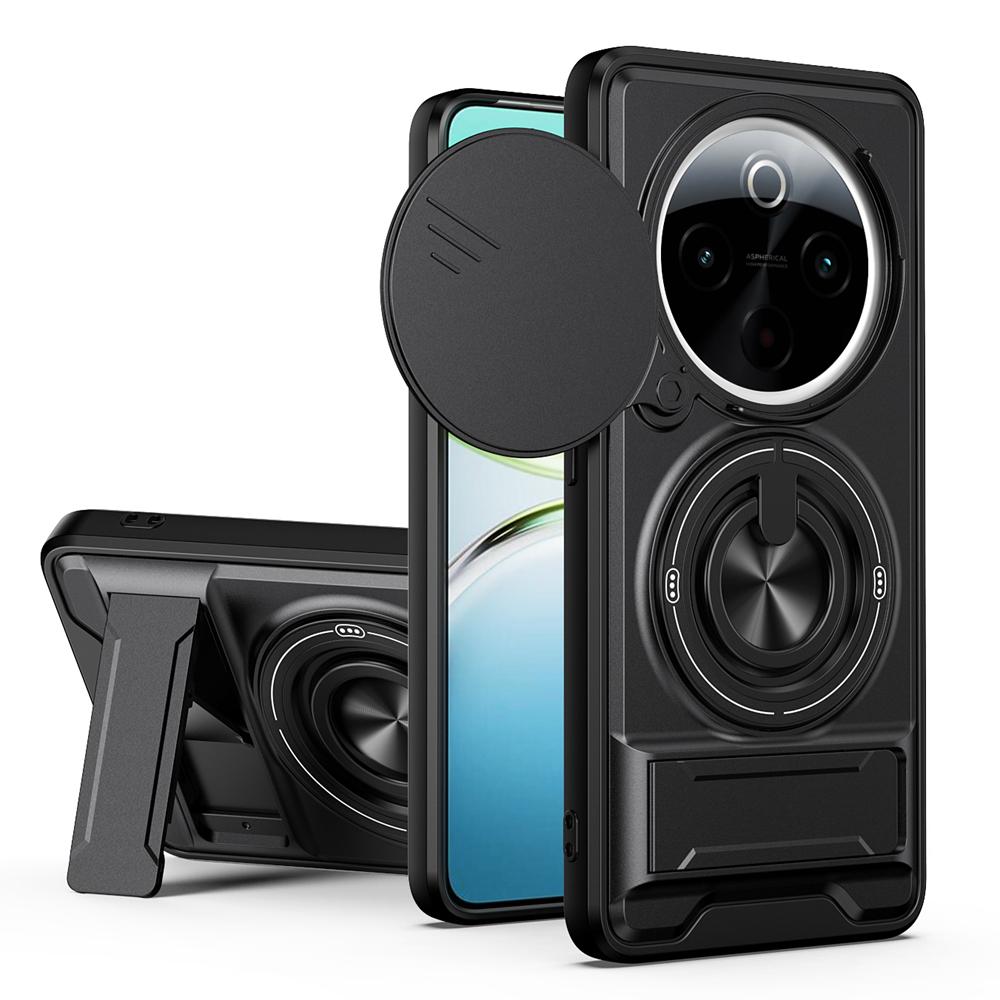 KEYSION Magnetic Phone Case for IQOO Z10 5G Slide Camera Protection Upright Kickstand 360° Ring Shockproof Cover for IQOO Z10