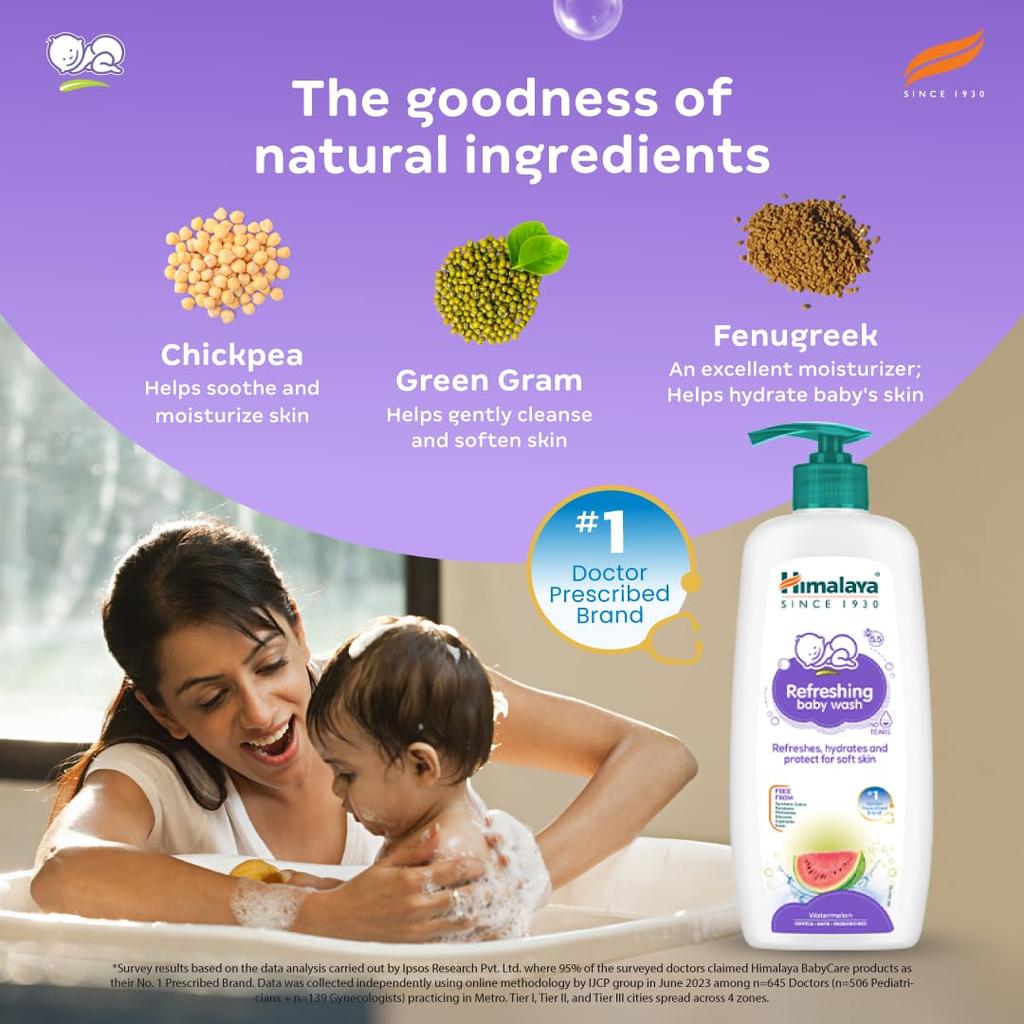 Himalaya Gentle Baby Wash 600ml No Tears Formula Natural Moisturizing Head-to-Toe Cleanser