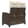 Adjustable Garden Bench with Cushions Brown Poly Rattan