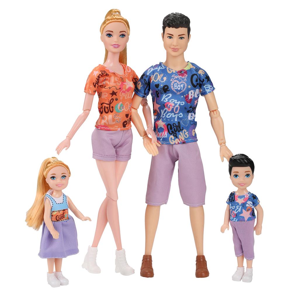 Famiglia 4 Pezzi Bambole Casa dei Giochi per Bambini Giocattolo Bambola Principessa Bambina Famiglia 4 Pezzi Grande Piccolo Modello Genitore-Figlio Fratello Sorella Modello Giocattolo