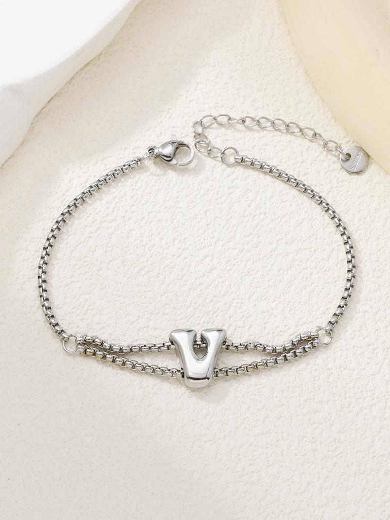 New stainless steel wholesale 26 English letters double-layer ring gold-plated bracelet