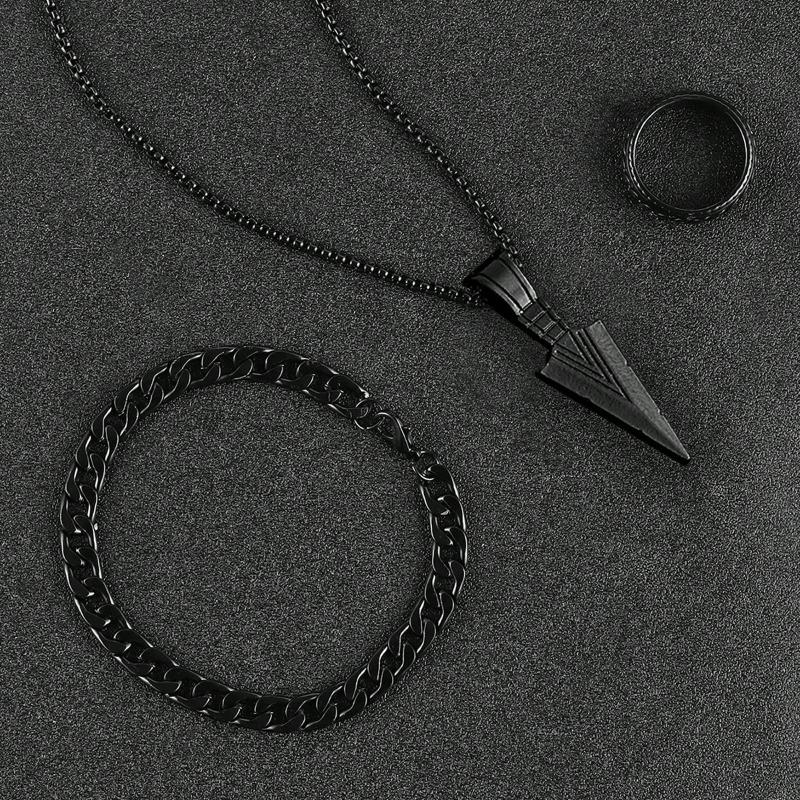 Arrow Titanium Steel Necklace Couple Pair Necklace Niche Handsome Handsome Street Trendy Male Advanced Black Technology