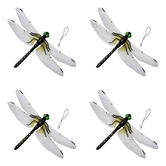 3D Simulation Dragonfly Outdoor Fake Dragonfly with Keychain Artificial Insect Model for Garden Yard Courtyard Patio Flower Beds