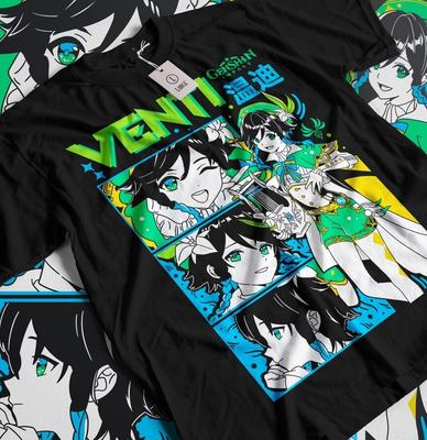 Genshin Impact Venti Dvalin T-shirt Anime Unisex Harajuku T-shirt Tee WSZYSTKIE ROZMIARY