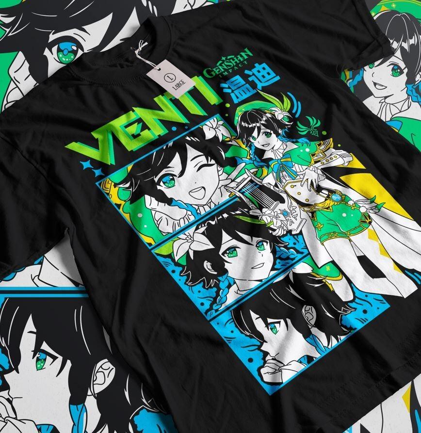 

Футболка Genshin Impact Венти Двалин Аниме Унисекс Харадзюку Футболка Футболка ВСЕ РАЗМЕРЫ 4XL