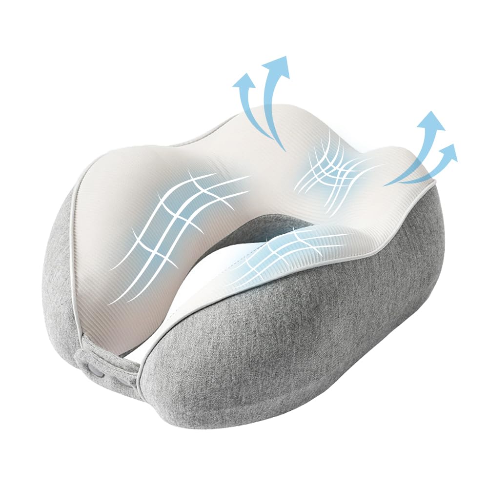 Tragbares Nackenkissen mit Memory-Schaum, bequem für und Shinkansen, inklusive Aufbewahrungstasche und waschbarem Bezug für einfachen Transport, U-förmiger Schaumstoff, verstellbar,