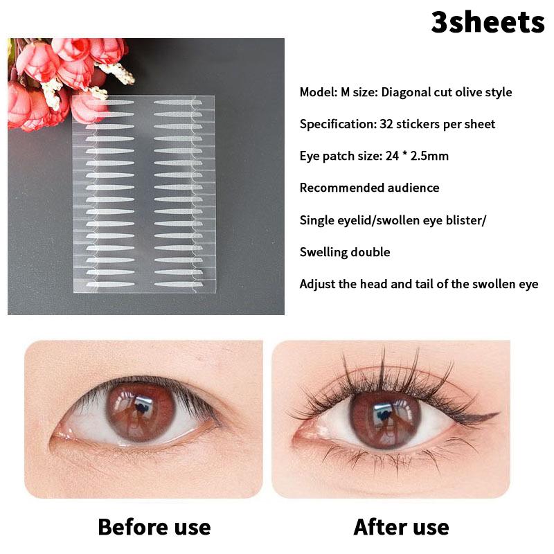 3/5/10 listů Pásky na oční víčka Nálepky Neviditelná pasta na dvojitá víčka Samolepicí Přírodní páska na oči Make-up nástroj S M L