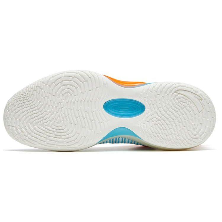 Anta Cement Bubbles 3 Fabric Slip Resistant Abrasion Resistant Low top Basketball Shoes Men's White Blue Orange 112321604-1
