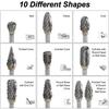 Double Edge Tungsten Carbide Steel Rotary Burr Set for Rotary Tool, 10 Pieces 1/8 Shank for DIY, Wood Carving, Metal Polishing, Engraving, Drilling