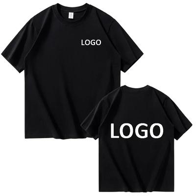 European Size Cotton Custom Men's T-shirt Front and Back Logo Text Photos Summer Breathable Short Sleeved Top