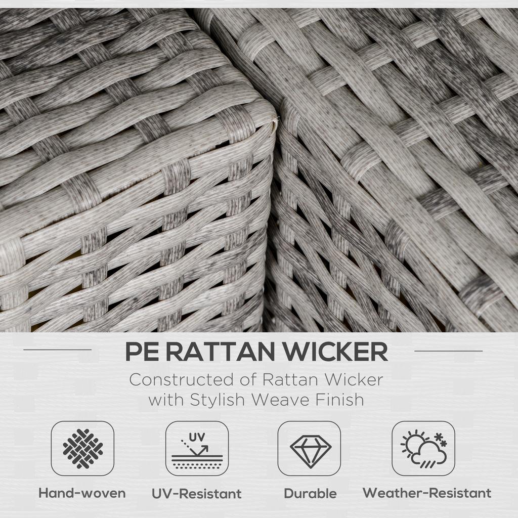 Outdoor PE Rattan Corner Sofa, Garden Wicker Furniture Single Sofa Chair W/ Cushions, Light Grey