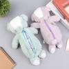 Niedlicher Tier-Stifthalter mit Reißverschluss 3D Hunde-Design Plüsch Teddy-Hund Mäppchen Schreibwarentasche für Schulanfang Geschenke für Kinder
