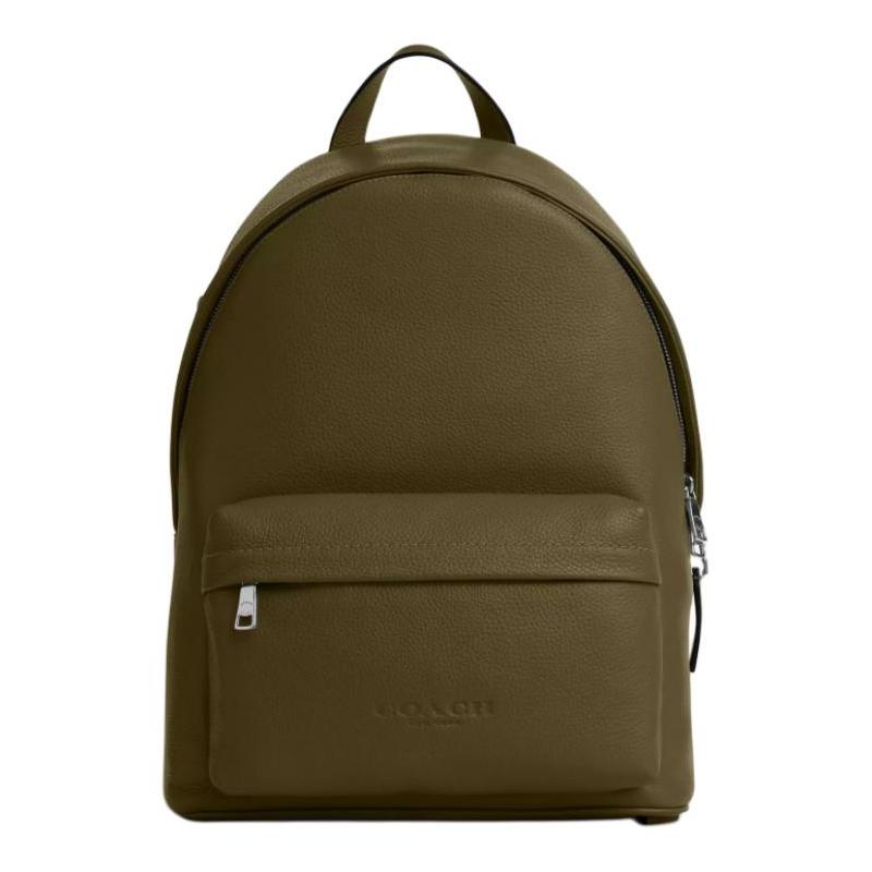 

COACH Taylor 30 zipper closure cowhide patchwork backpack large size men s dark green зелений