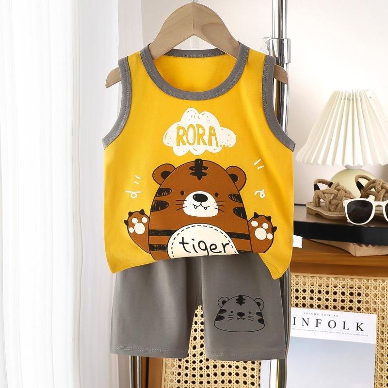2pcs/set Children Sets Kids Cartoon Vest Suit Summer Sleeveless Tank Tops + Shorts Set Toddler Baby Boys Girls Outfits Clothes