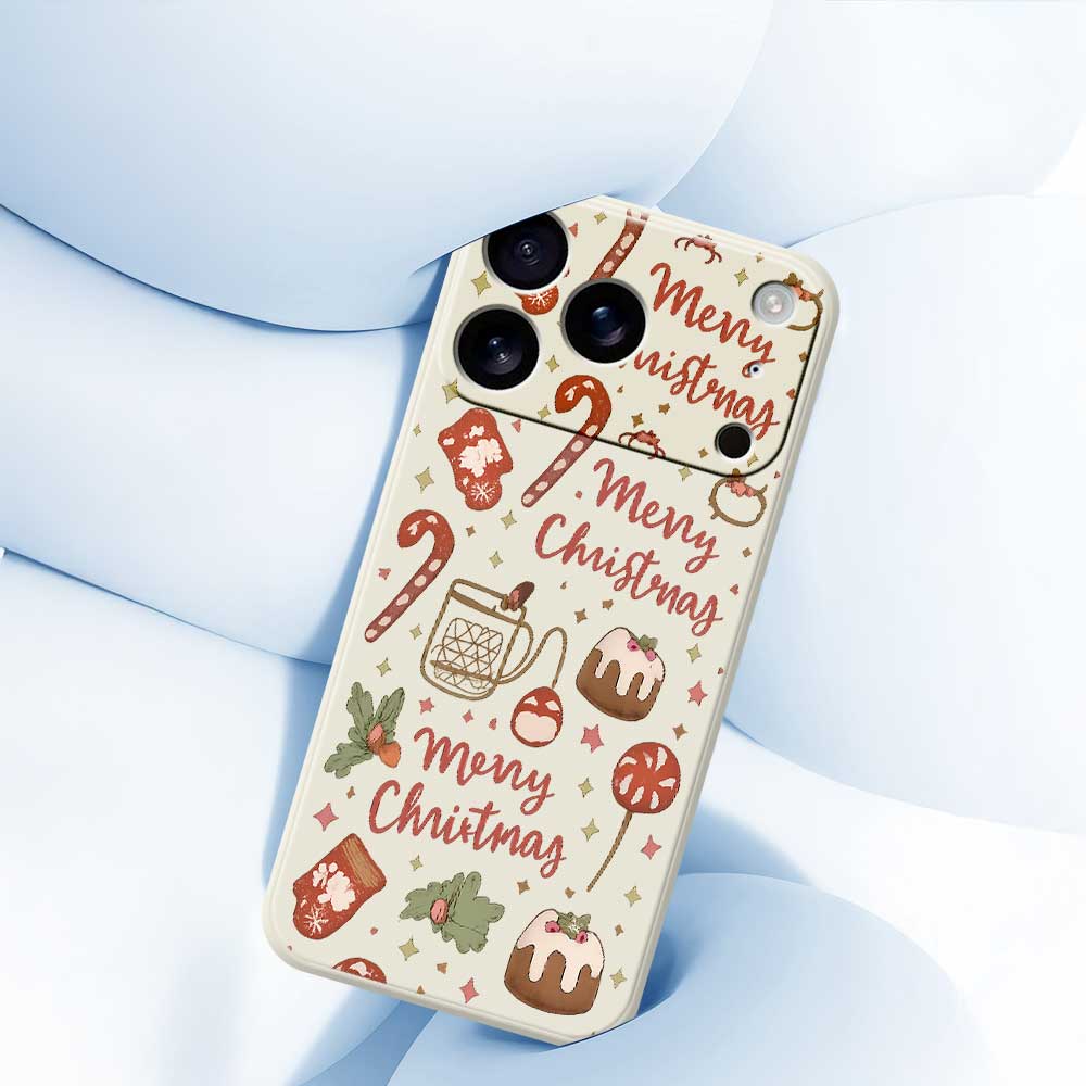 For iPhone 17 Pro Case Merry Christmas Pattern Printing Straight Edge TPU Phone Back Cover