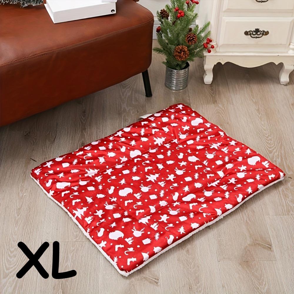 

Рождественский утолщенный коврик для питомца - Уютная красная мультяшная кровать для кошки и собаки, Прочный полиэстер для питомцев, Праздничный домашний декор, Кровать для питомца