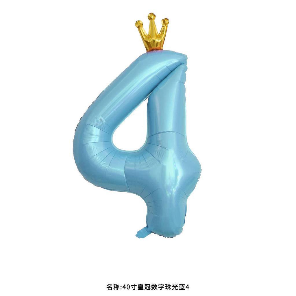 42-Inch Large Pink Crown Aluminum Film Digital Balloon Children'S 1St Birthday Party Decoration Photo Props