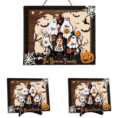 Halloween Holzschild für Zuhause, Niedliche Horrorhaus-Plakette für Wohnzimmer, Eingangsbereich, Kaminsims, Tischplatte