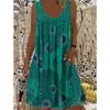 Abito Sexy da Donna con Stampa Digitale Off-the-shoulder e Scollo a Halter, Ampio, con Pizzo, Casual