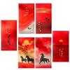 6pcs Traditional Lucky Money Envelopes 2026 Horse Year Red Pocket Money Bag  Marriage Ceremony
