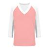Women's Casual And Fashionable Patchwork V-Neck Top With Seven Quarter Sleeves Top