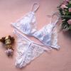 Sexy Women Sheer Lace Bandage Bra Open Crotch G-String Erotic Underwear Set