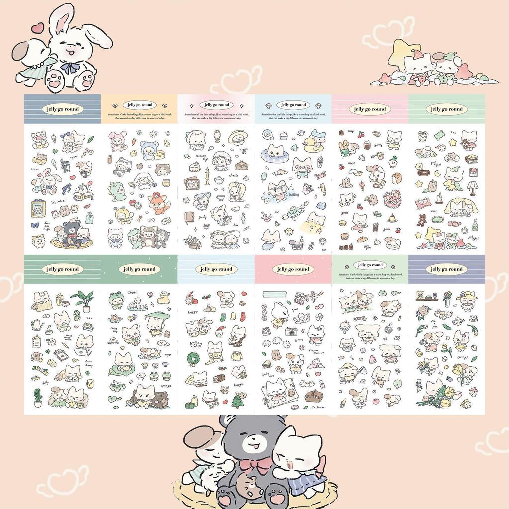 Korean Cute Cartoon Fox Rabbit Stickers for DIY Phone Case Decoration